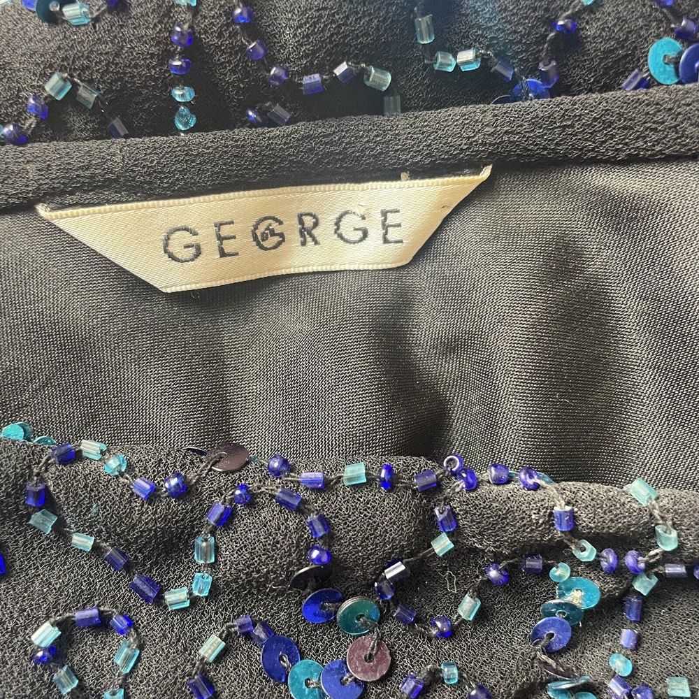 Y2K 00s George Size 12 Cowl Sequin Dress Green Black Festive Xmas - Picture 11 of 13